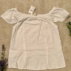 J.Crew white off-the-should shirt
